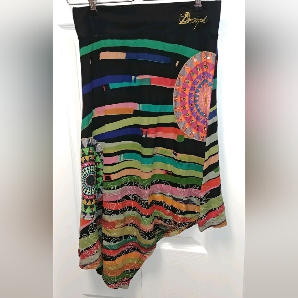 Desigual colorful asymetric skirt.